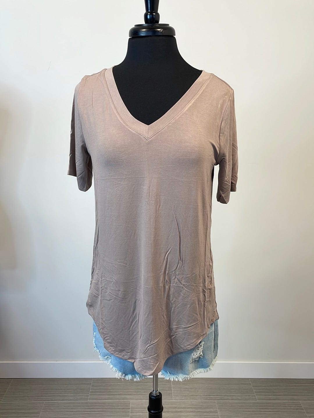Ash Mocha Soft V-Neck Tee