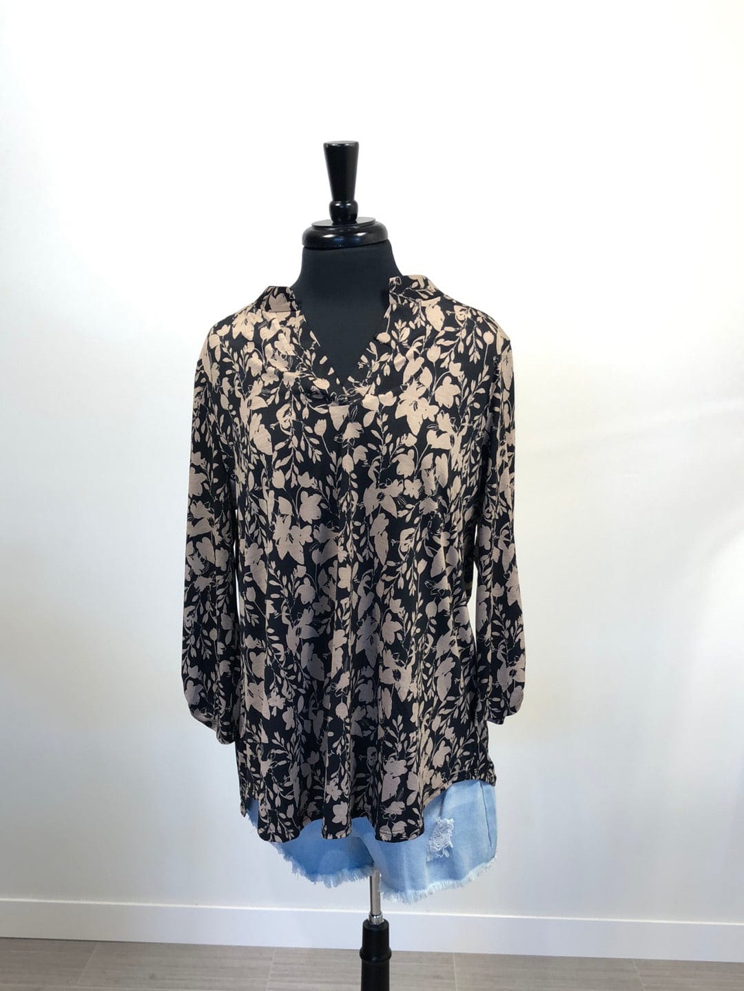 Mocha Floral Silhouette Lizzy Top