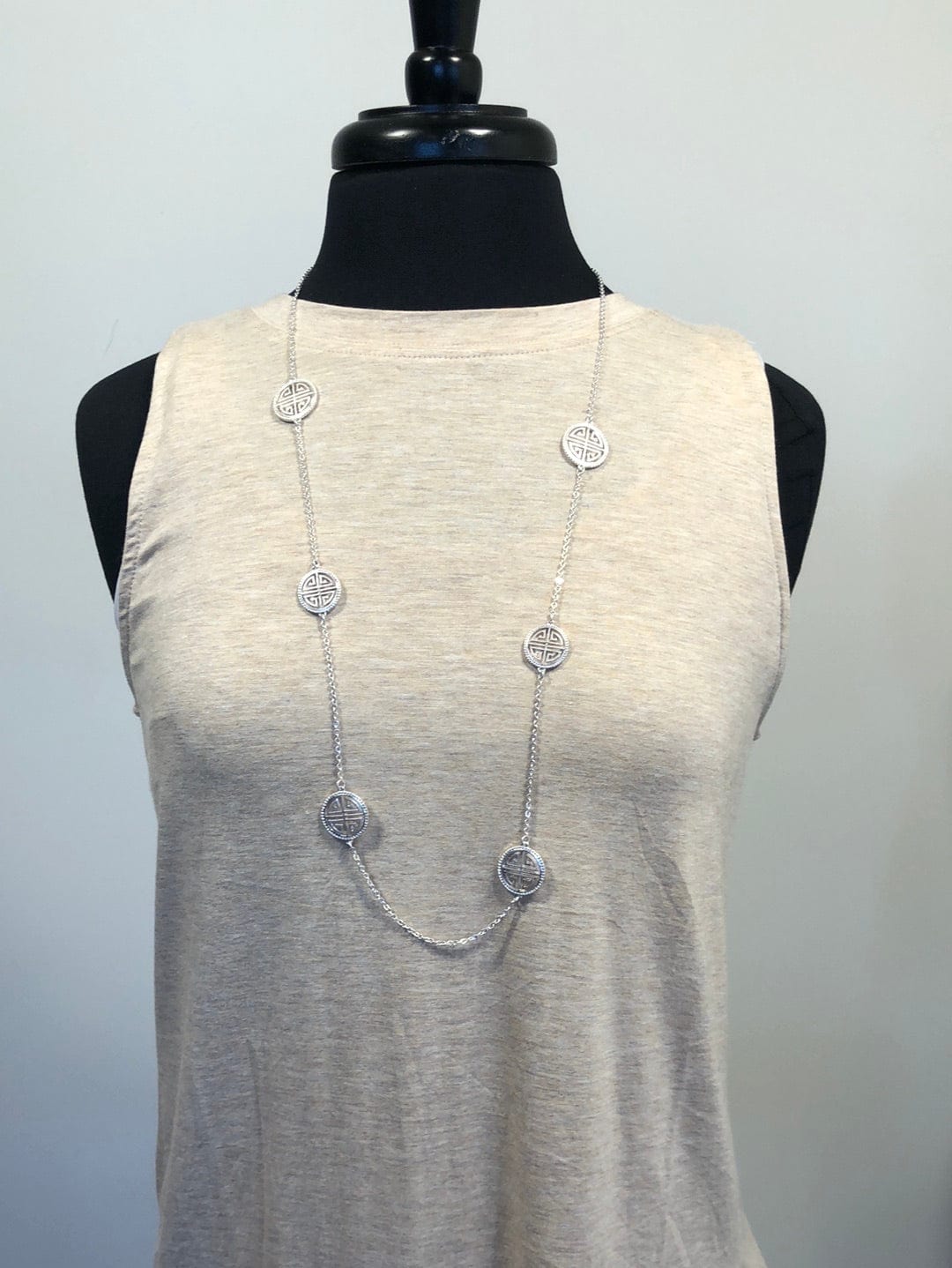 Silver Designer Disc Necklace
