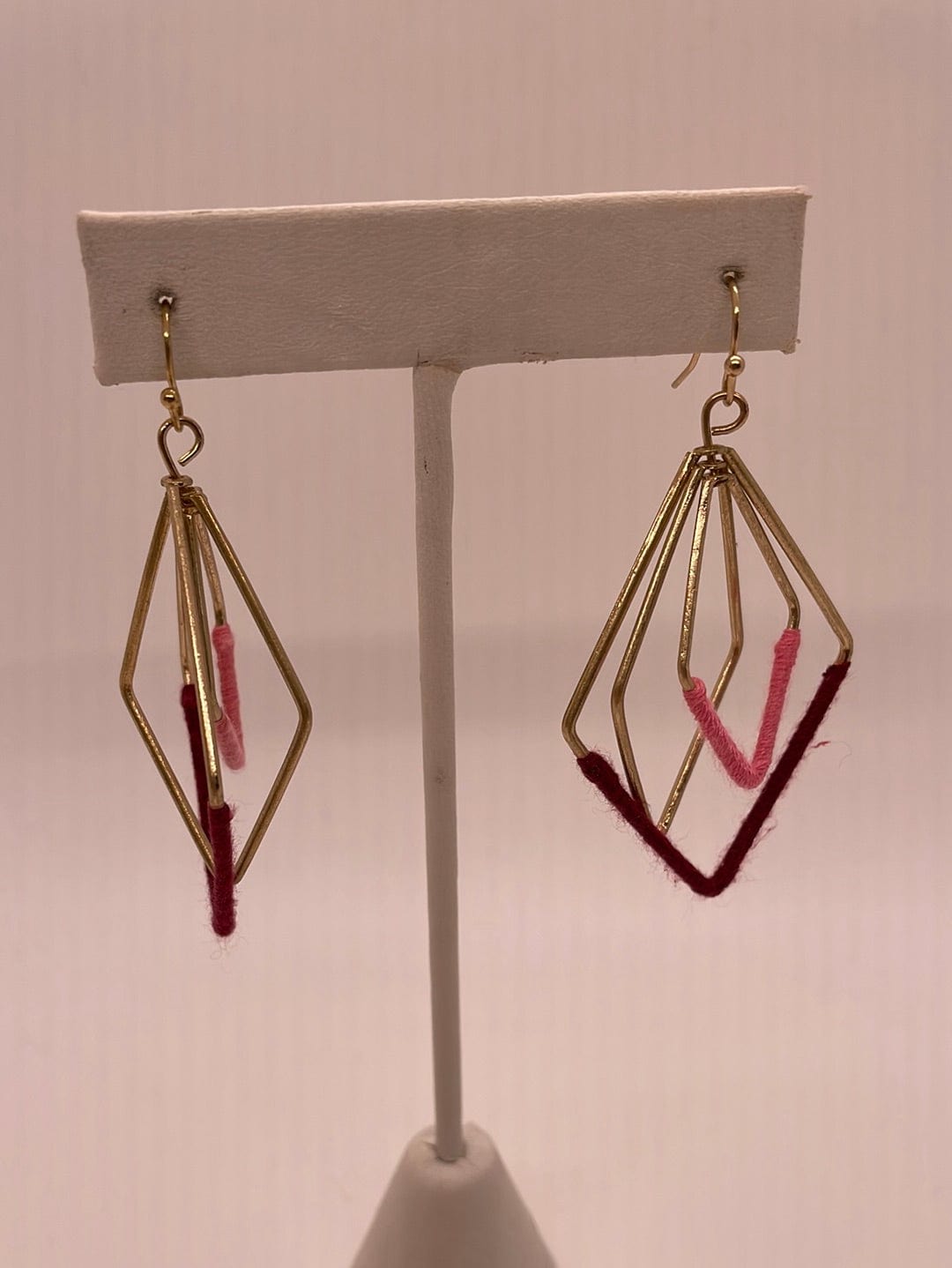 Burgundy Diamond Threaded Earring