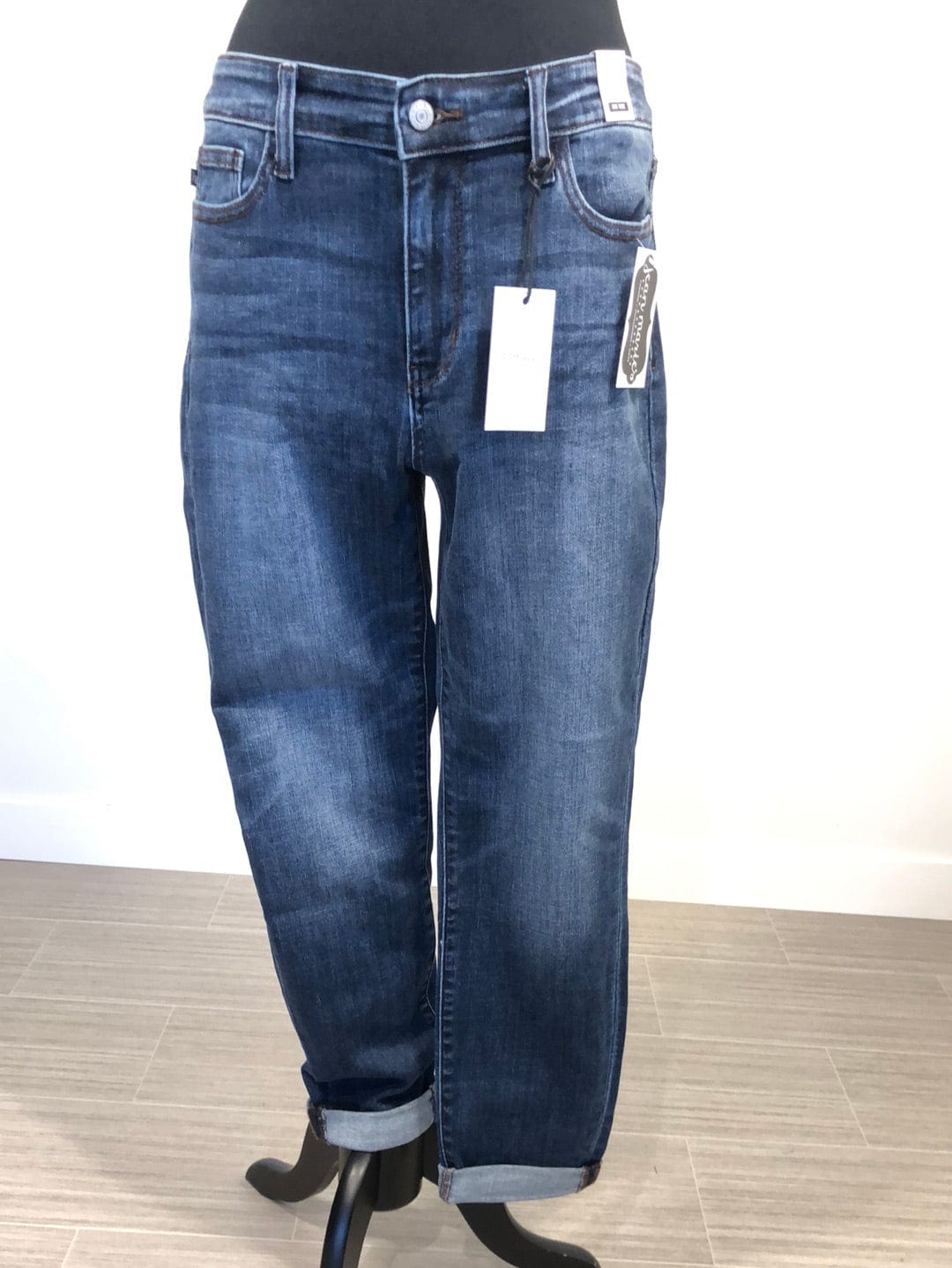 Dark Mid Rise Slim Fit Cuff Jean