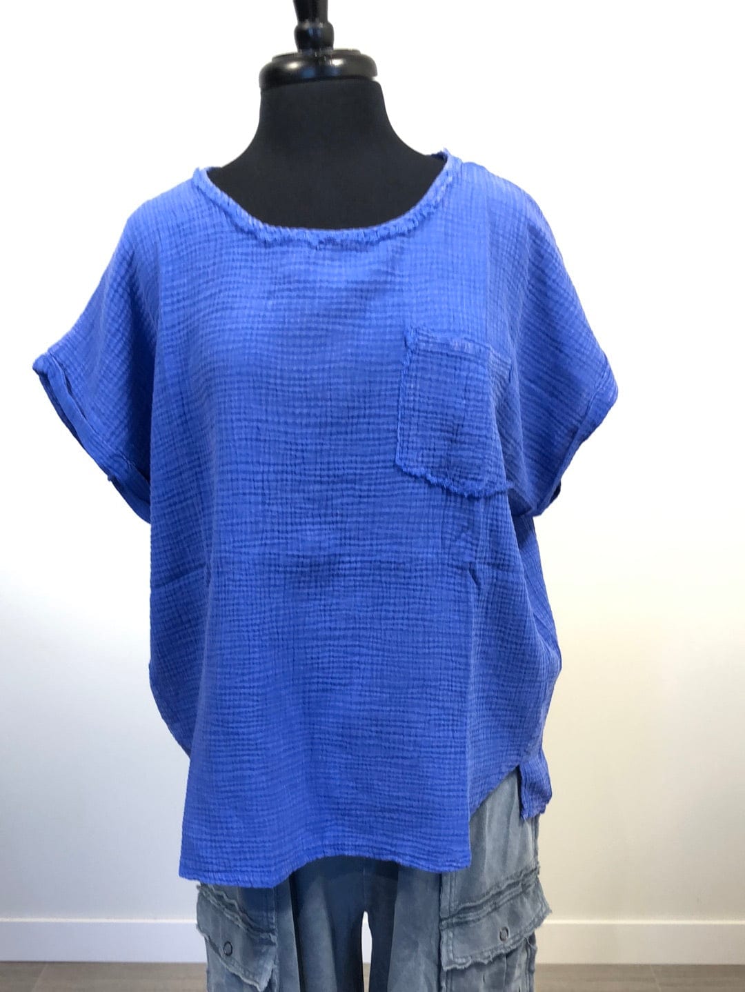 Mineral Washed Ocean Blue Top