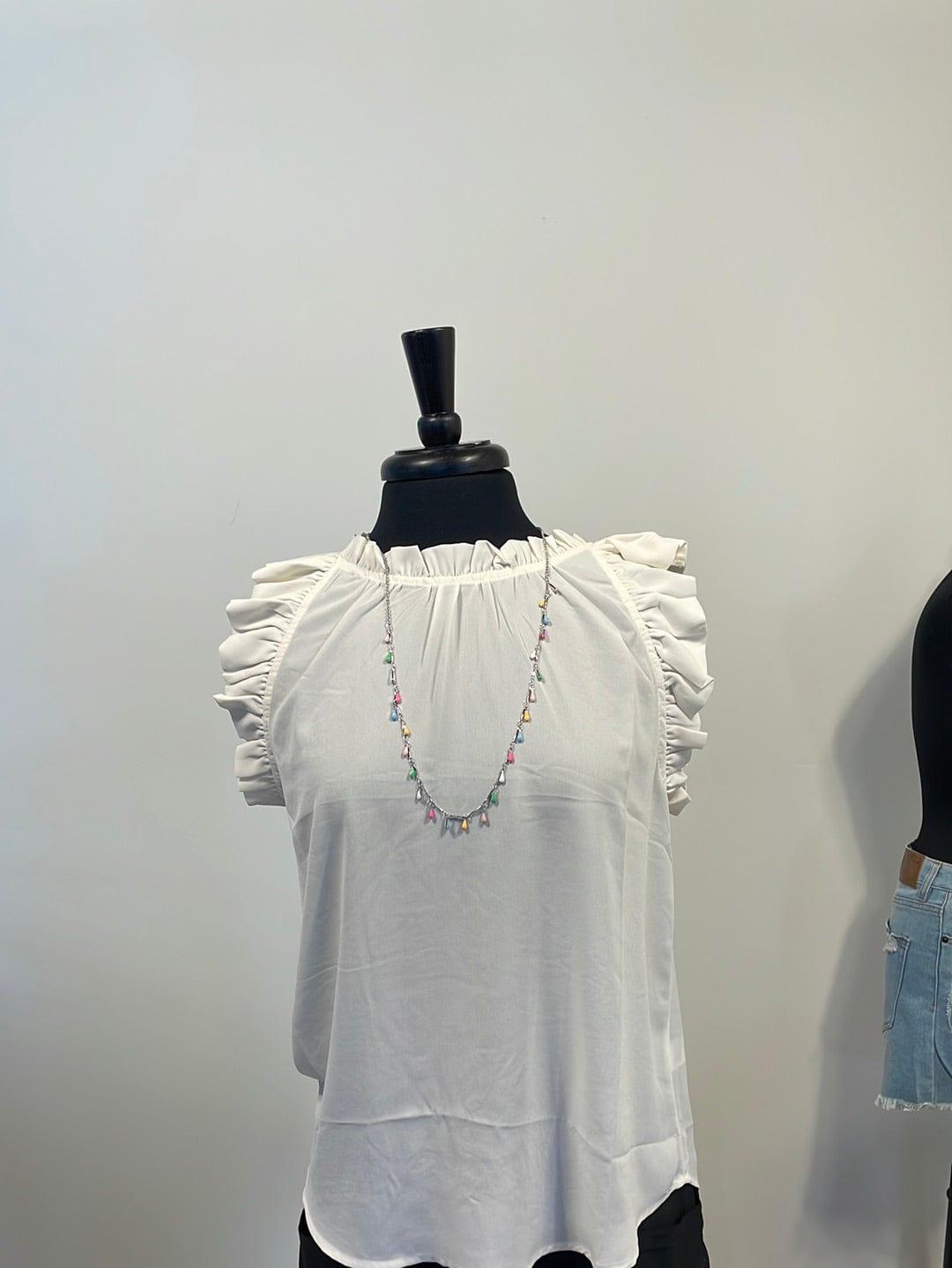 Silver Long Multi Color Drop Necklace