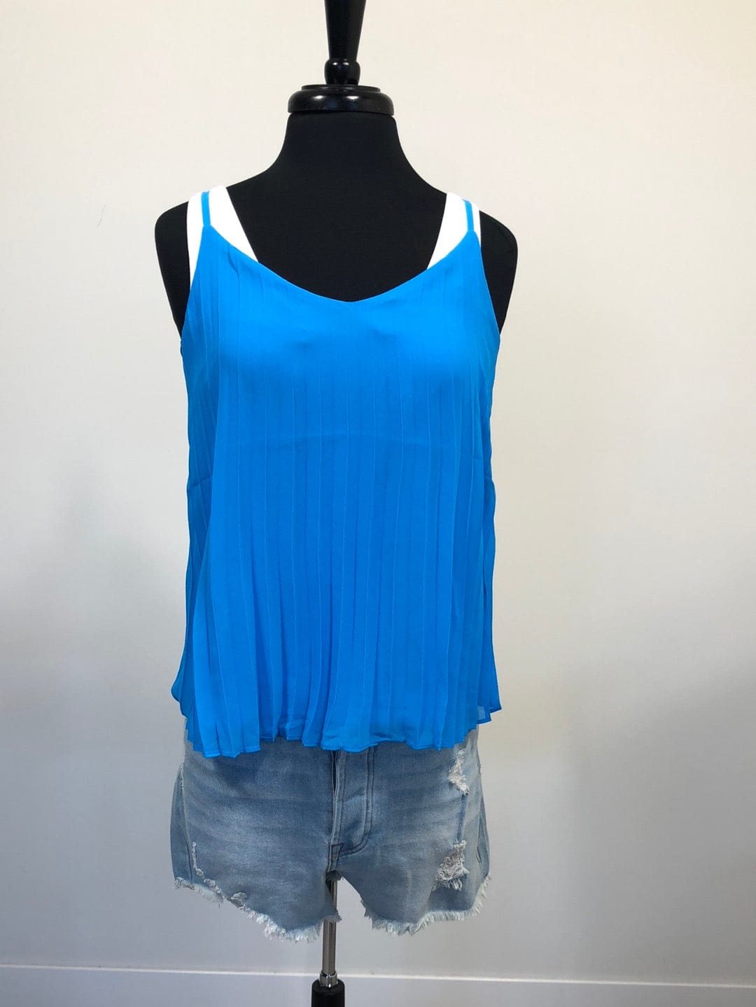Vivid Blue Pleated Top