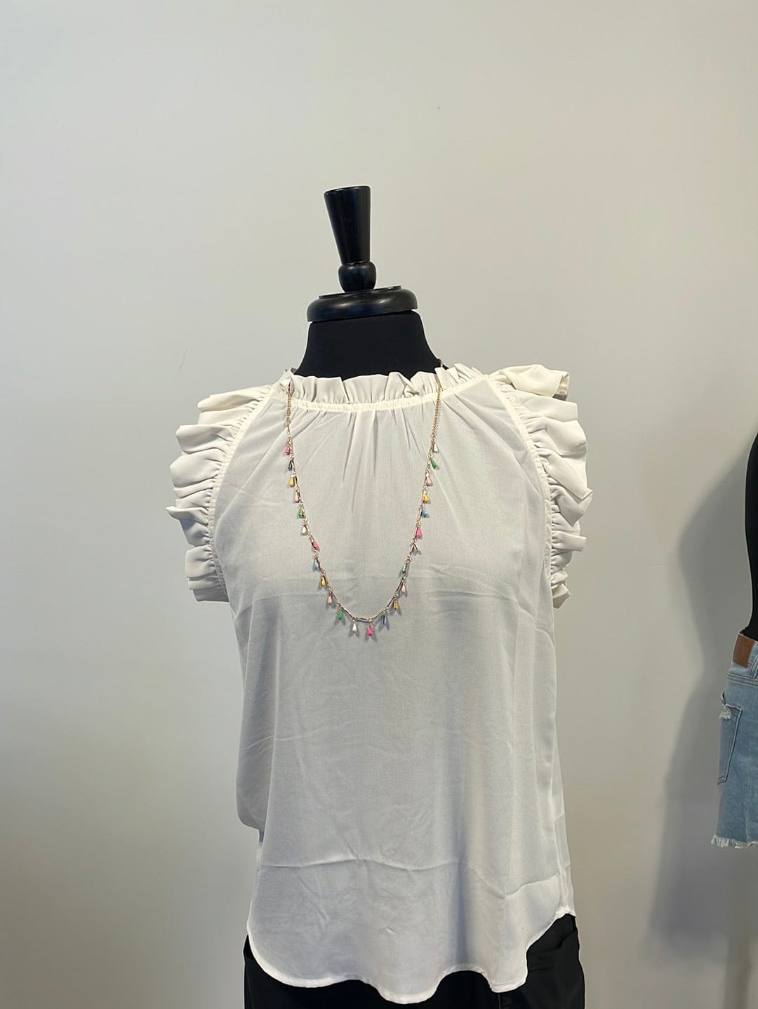 Gold Long Multi Color Drop Necklace