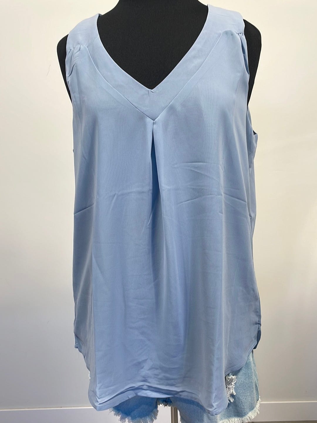 Ash Blue Double Layer Chiffon Tank