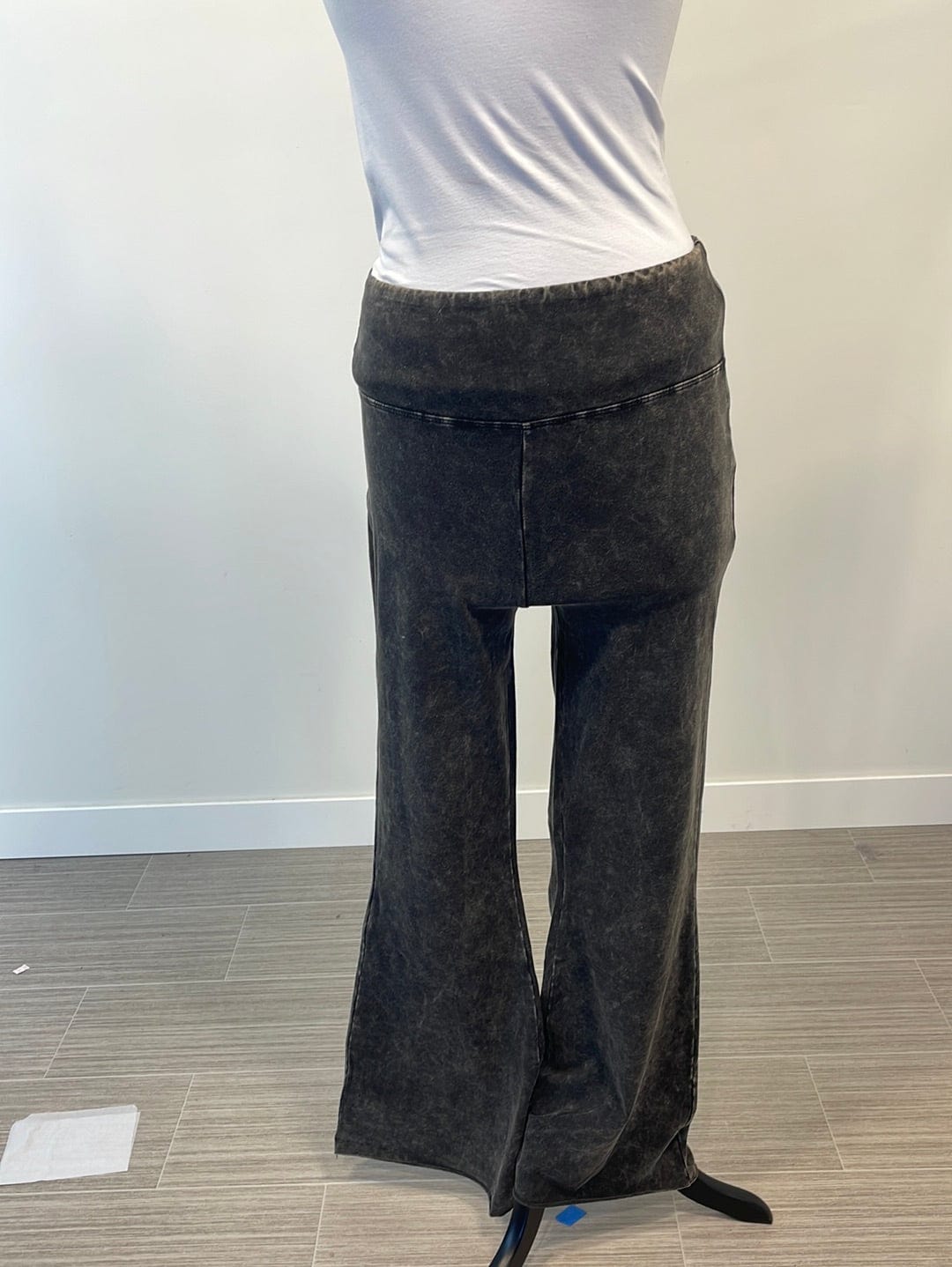 Ash Black Acid Wash Flare Pants