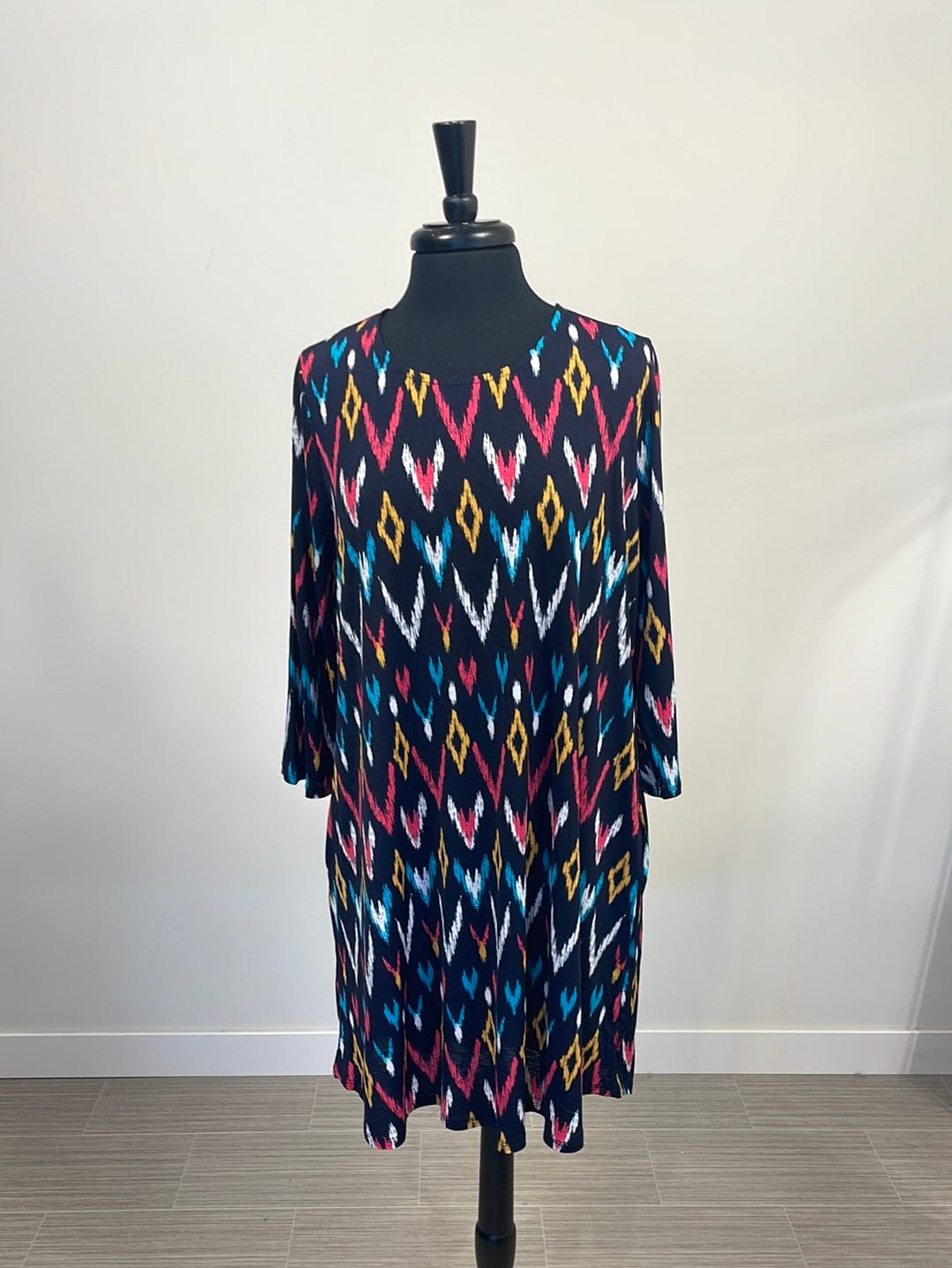 Navy Brushed Pattern Dress