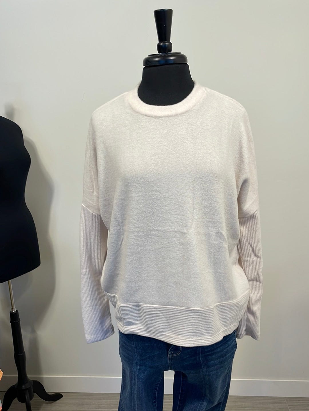 Sand Beige Melange Hacci Dolman Swtr