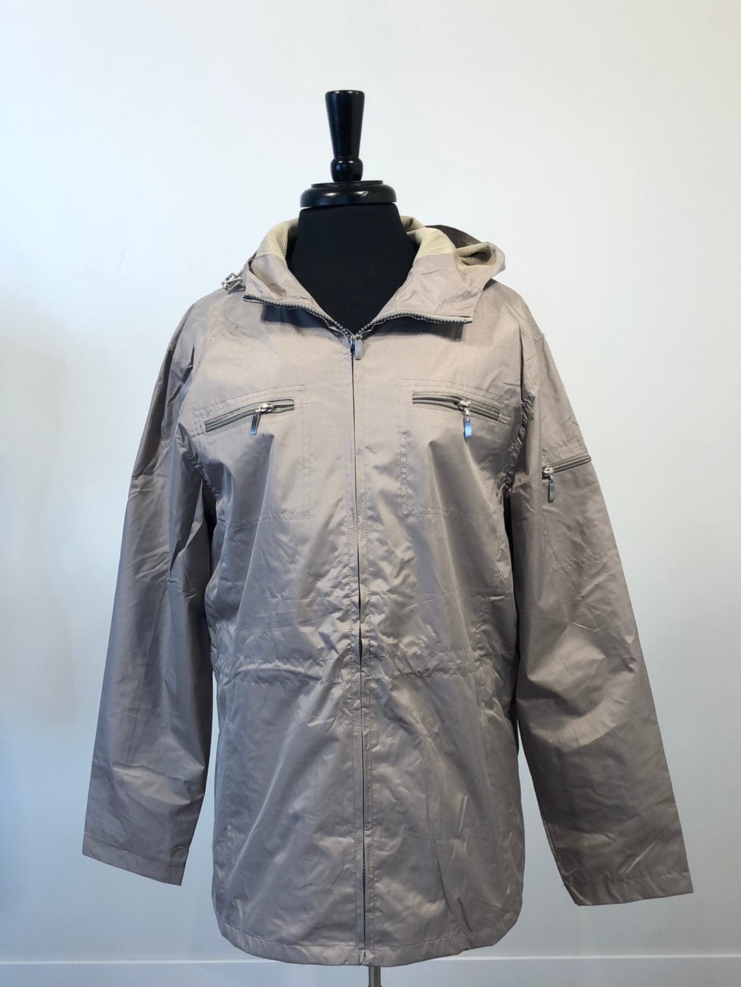 Taupe Hooded Rain Jacket