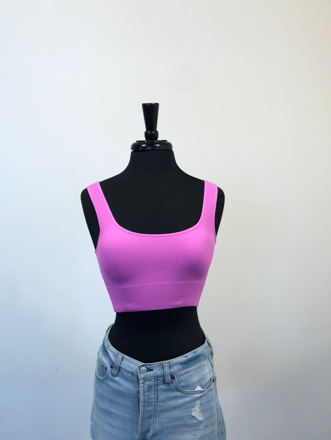 Mauve Ribbed Cropped Cami