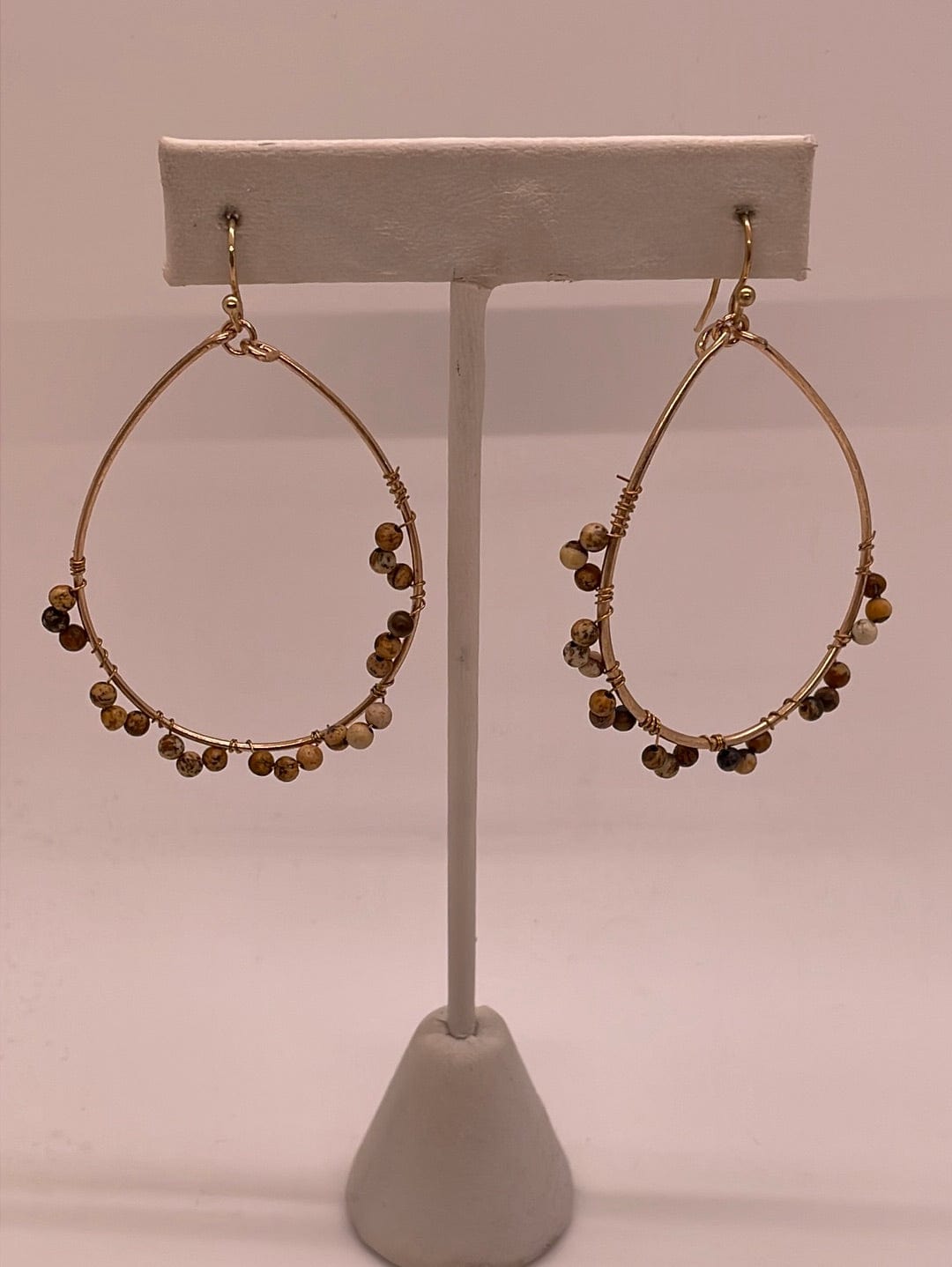 Brown Bead Wrap Earring