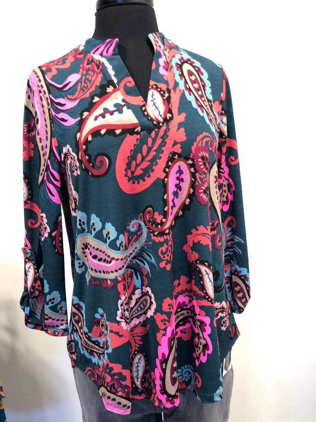 Dark Green & Hot Pink Paisley Lizzy Top