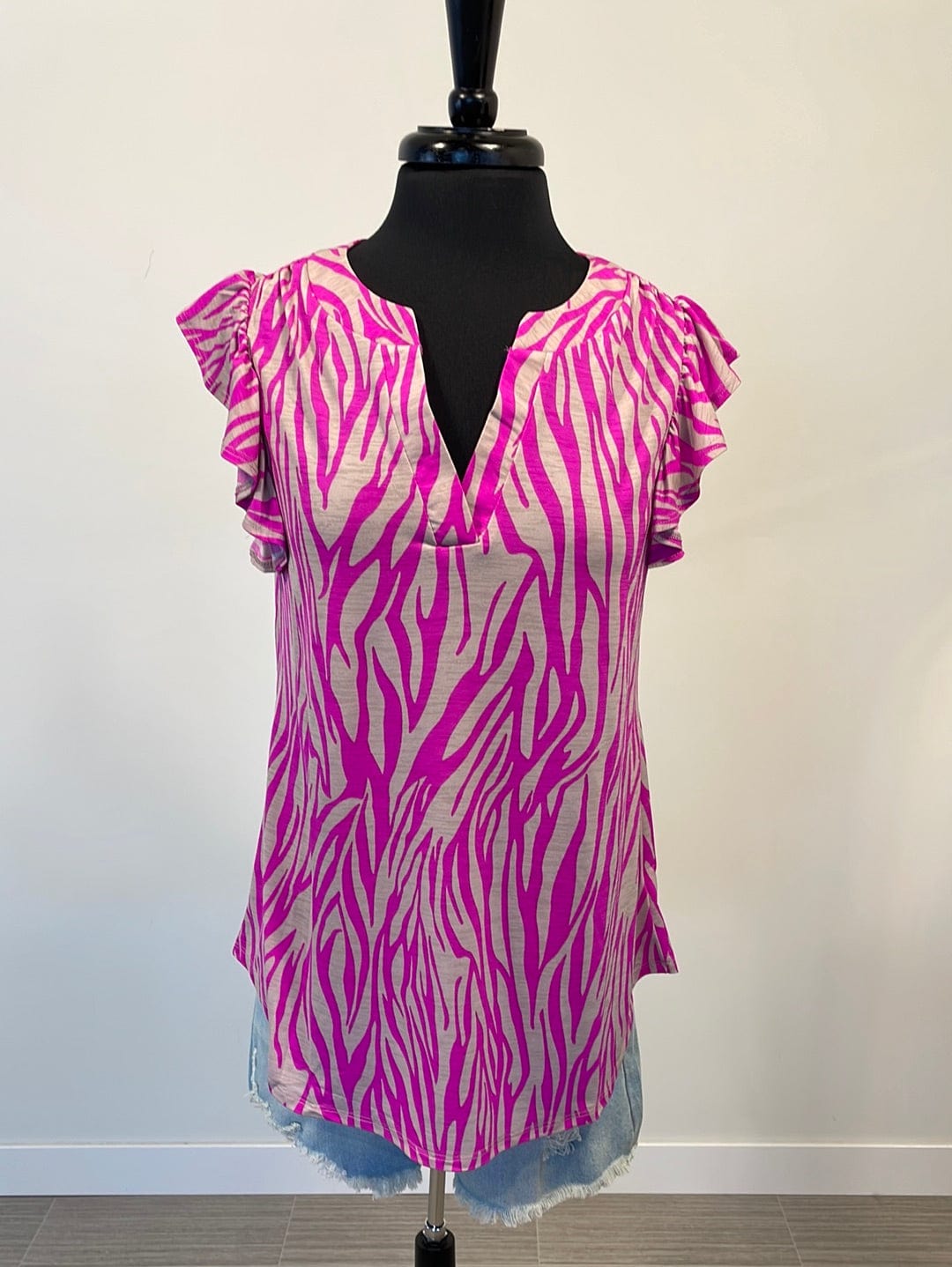 Pewter & Magenta Zebra Print Top
