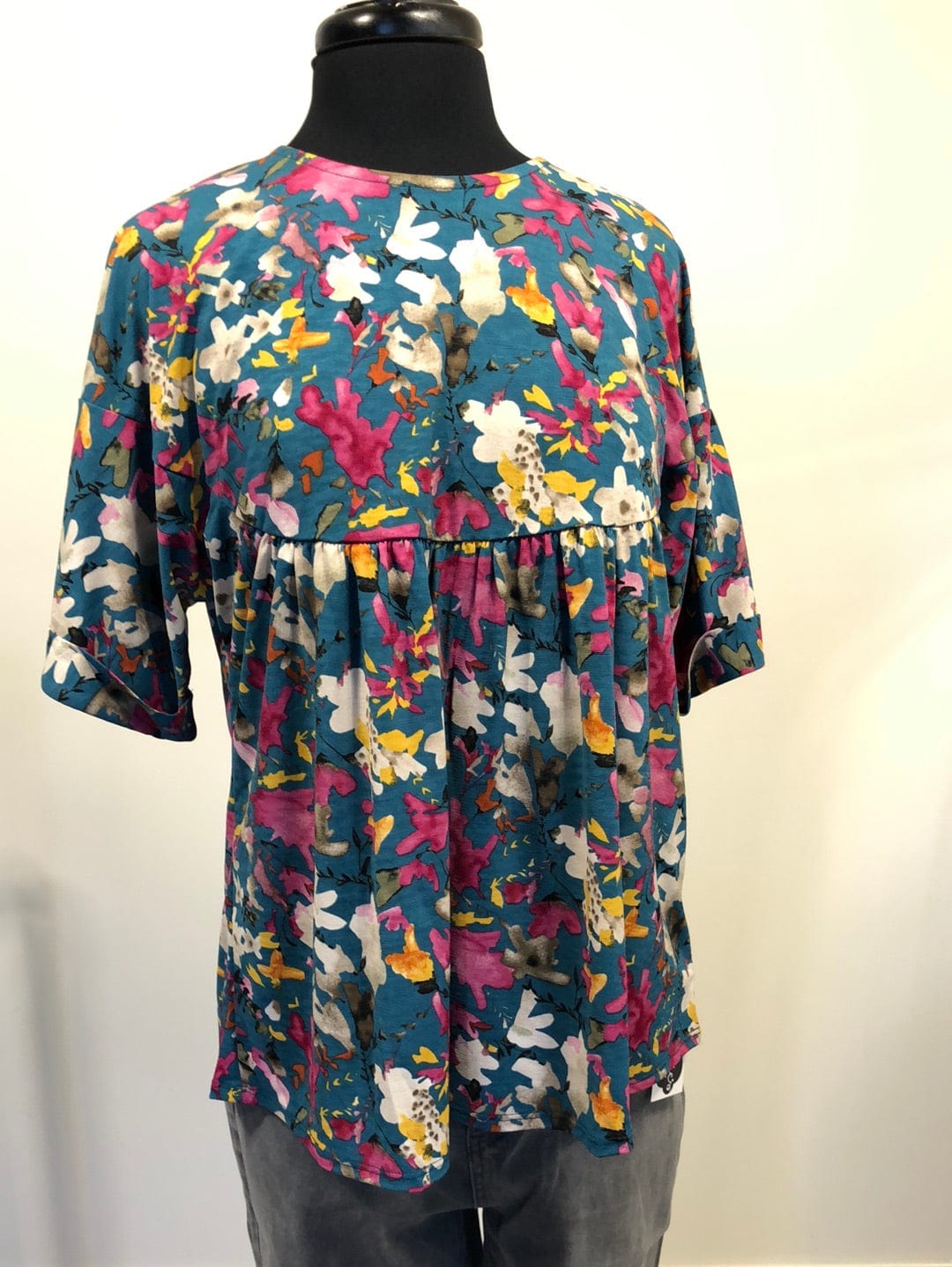 Watercolor Floral Babydoll Top