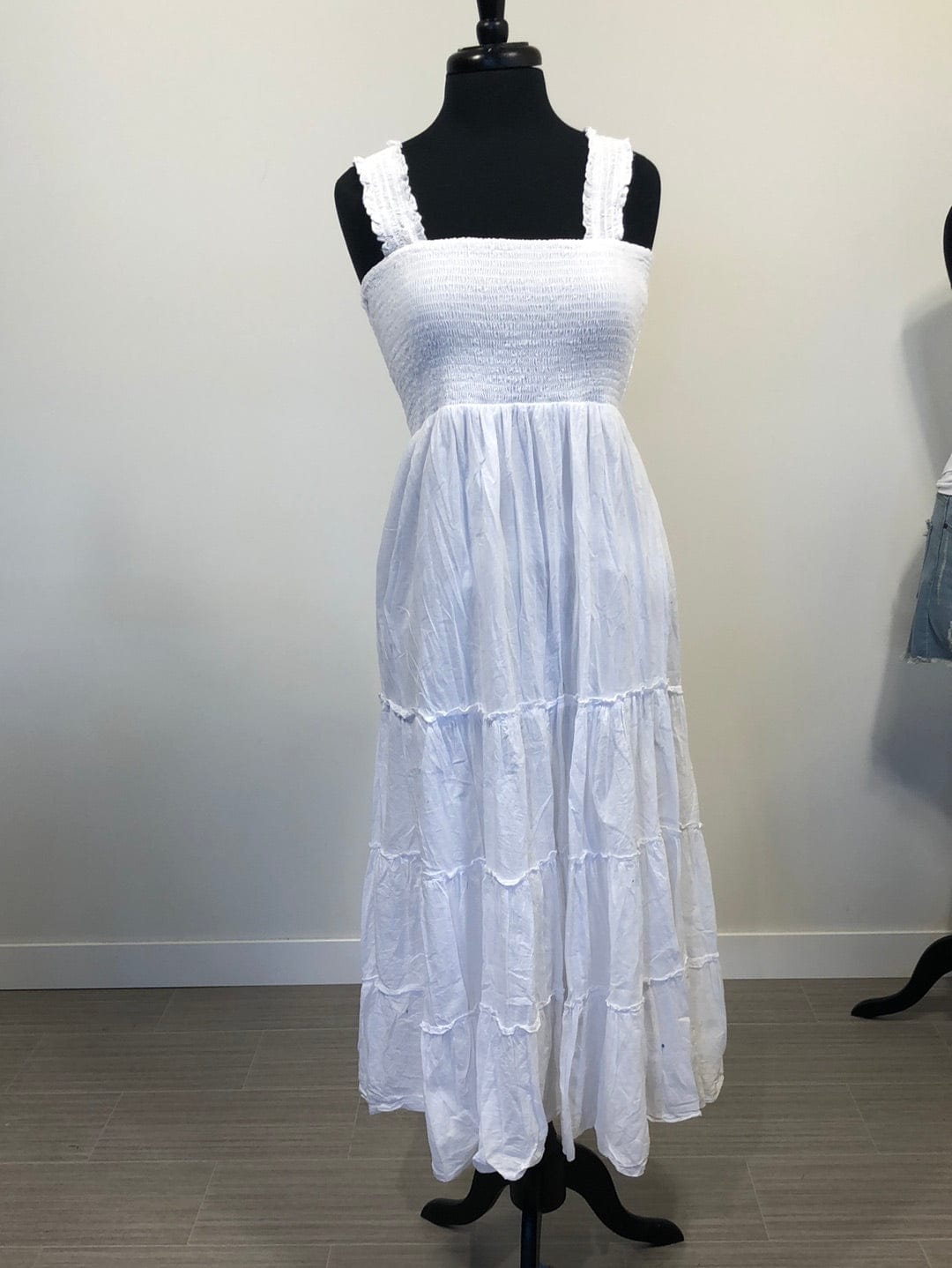 White Summer Smock Long Dress