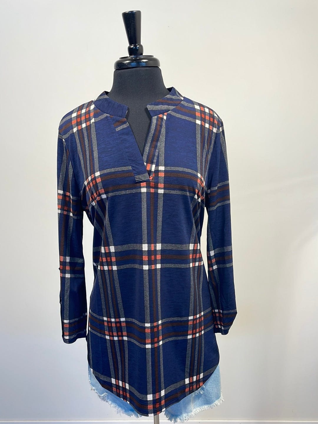 Navy Plaid Lizzy Top