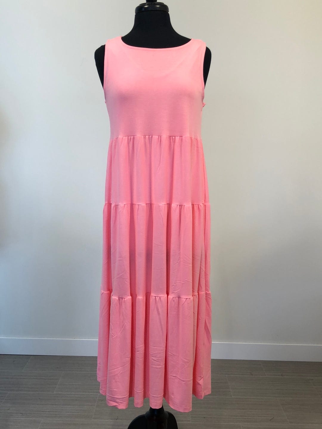Bright Pink Tiered Midi Dress