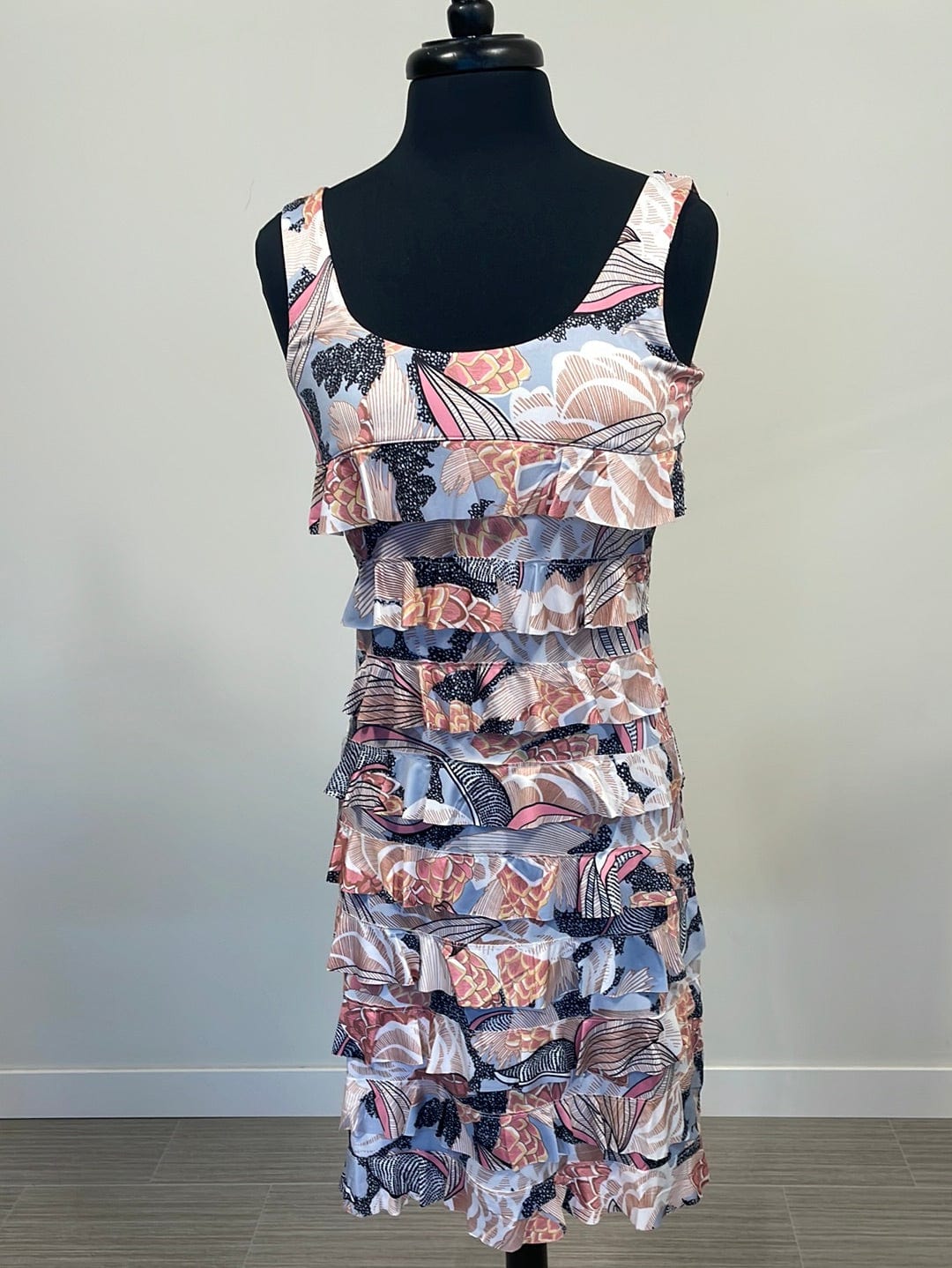 Mixed Pattern Ruffle Dress