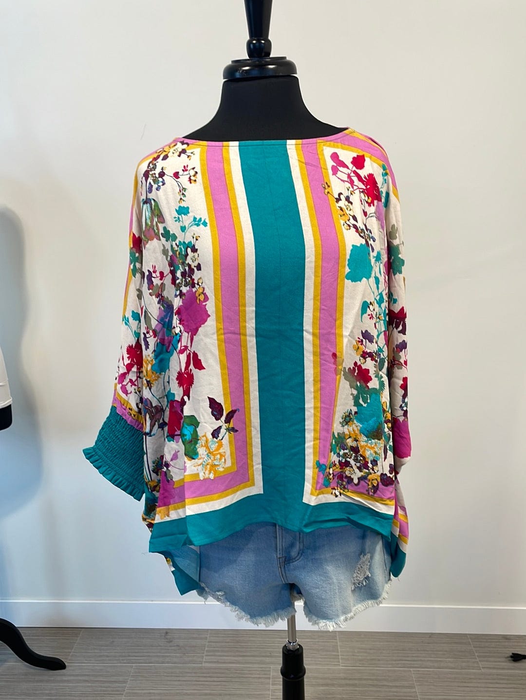 Turquoise Floral Patterned Blouse