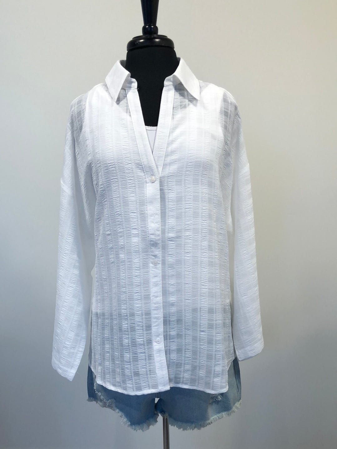 White Sheer Button Up