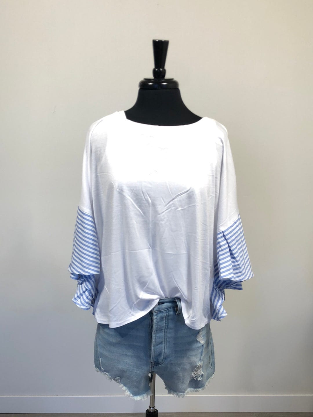 Blue Jersey Woven Top