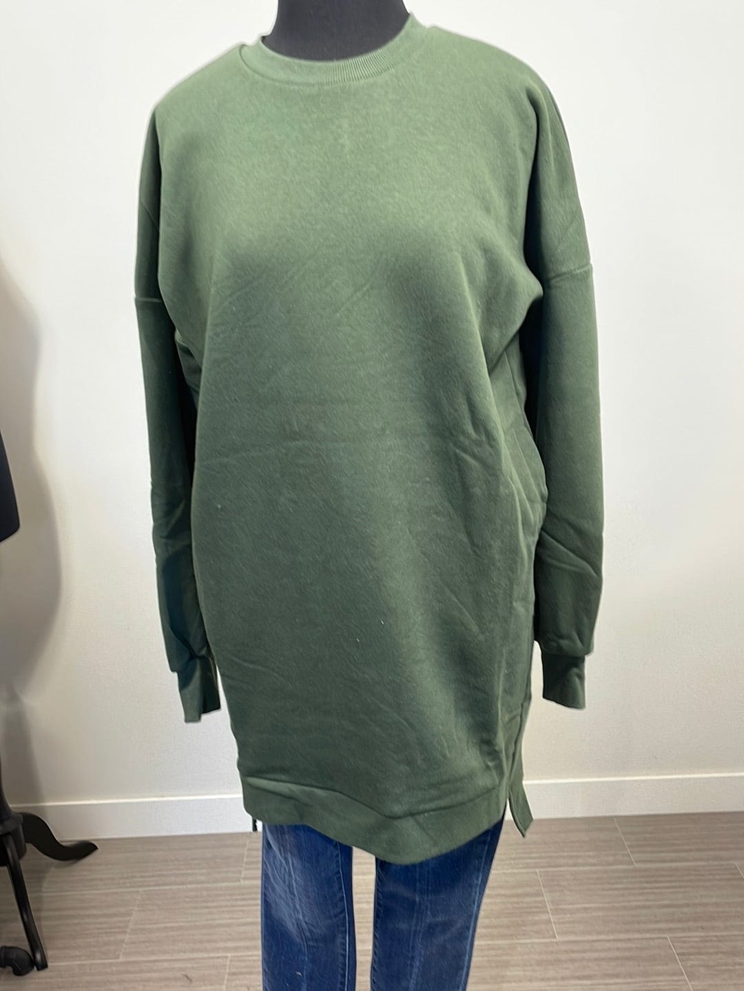 Army Green Hi-Low Longline Sweater
