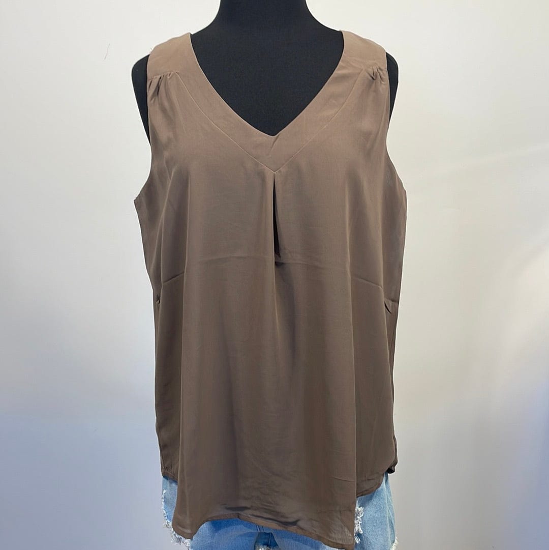 Mocha Double Layer Chiffon Tank