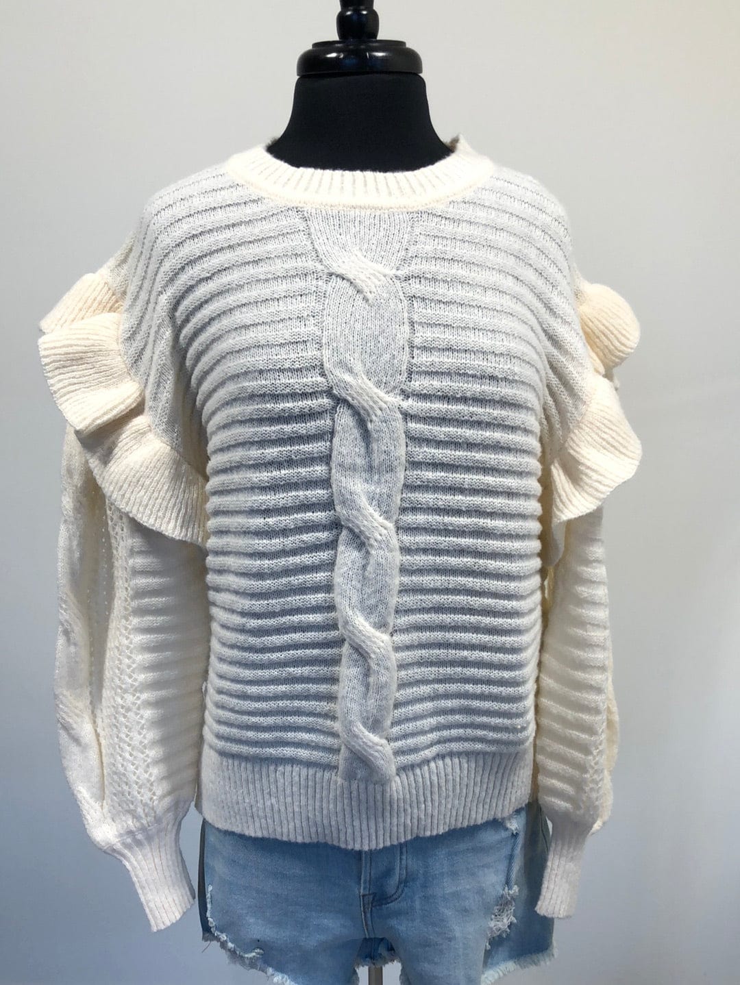Marshmallow Willow Ruffle Sweater