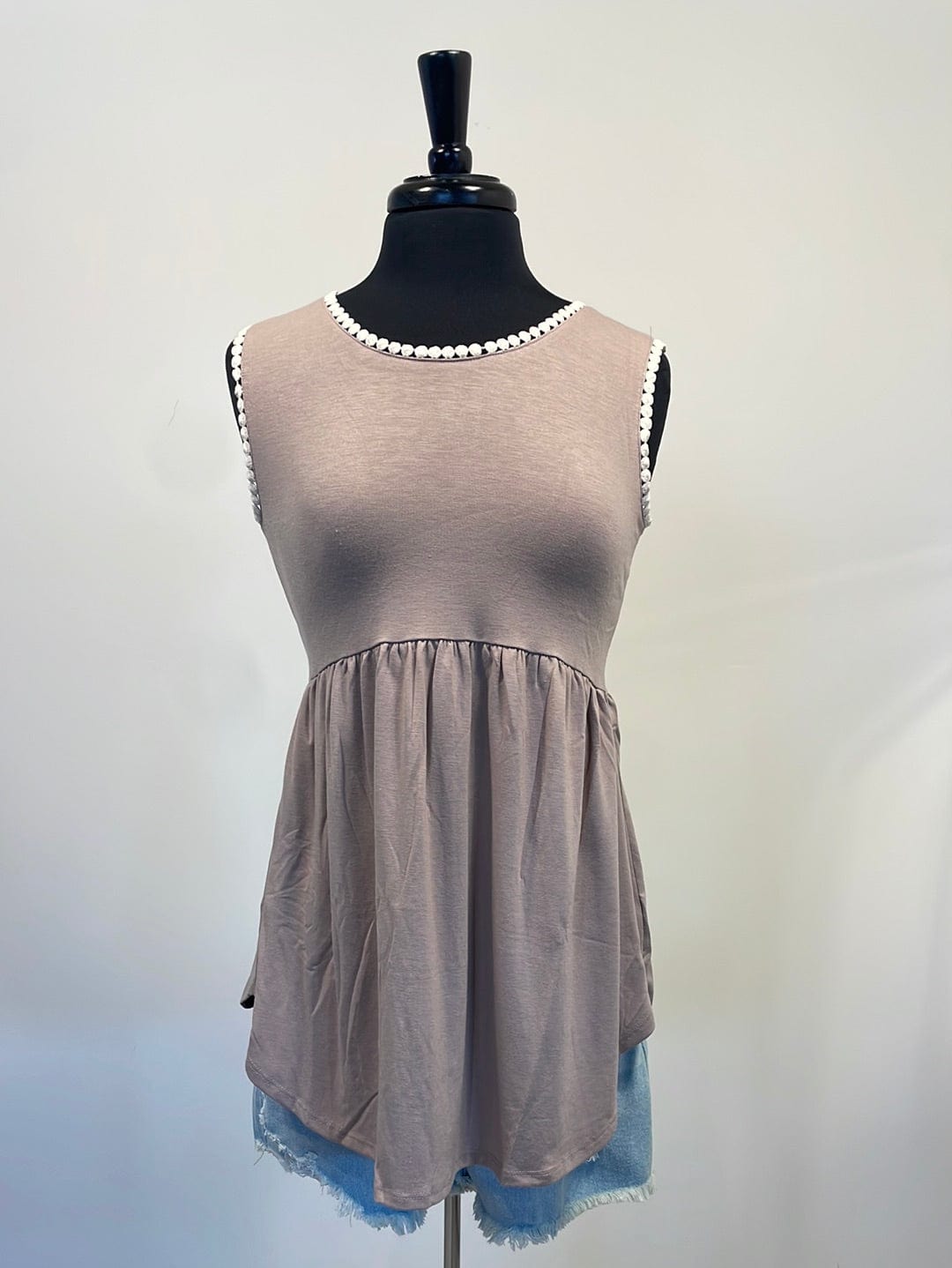 Ash Mocha Empire Shirring Tank