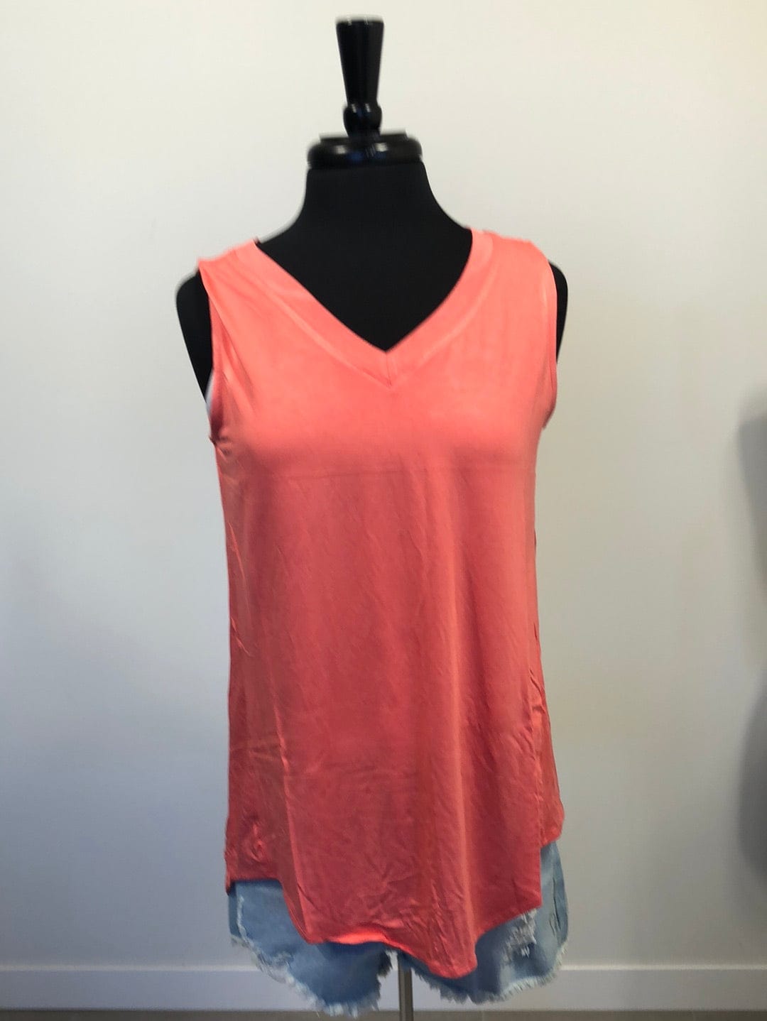 Deep Coral Luxe V-neck Sleeveless Top