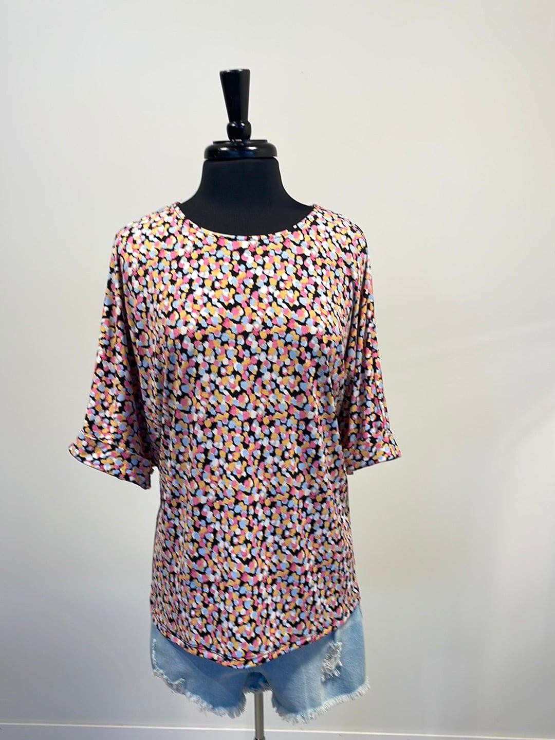 Splattered Color Cuffed Sleeve Top