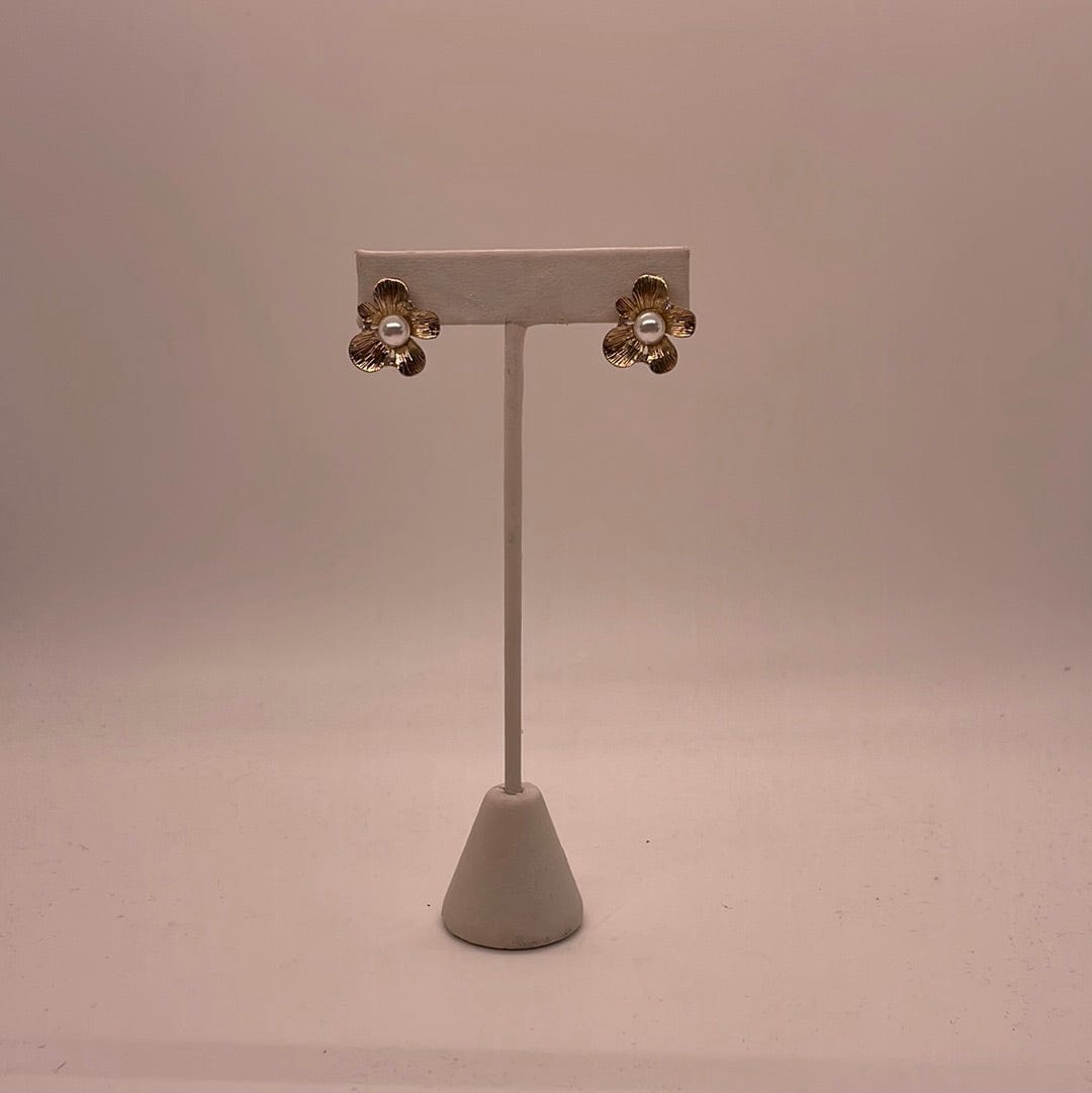 Gold Pearl Flower Earring