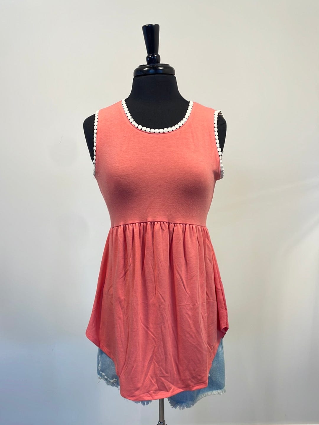 Deep Coral Empire Shirring Tank