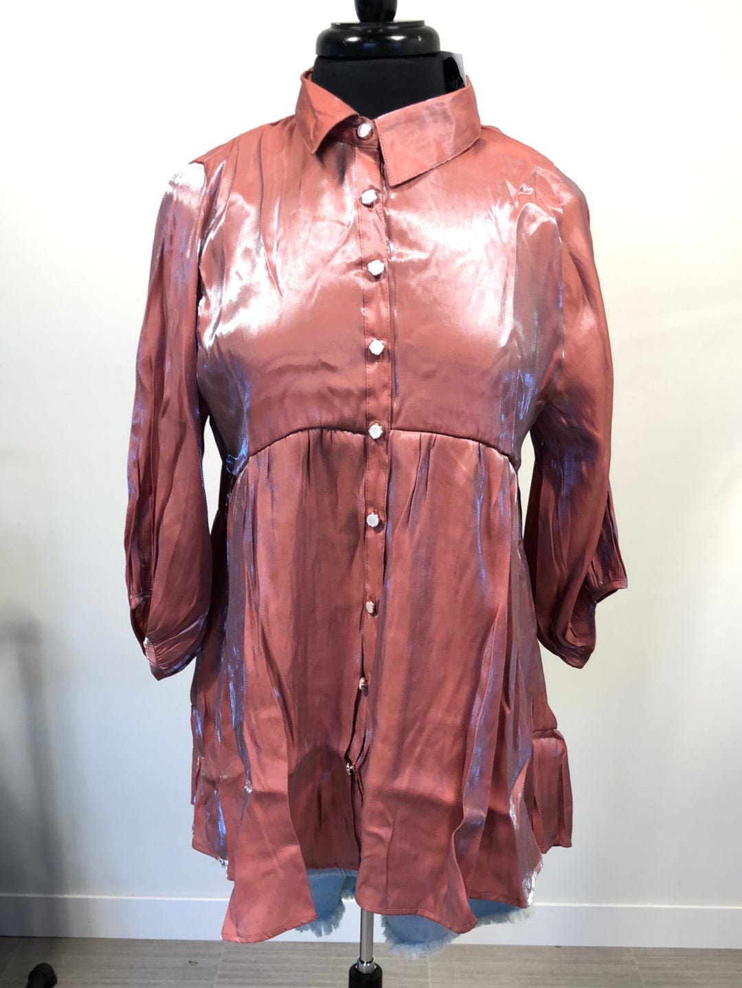 Iridescent Orange Clay Button Up