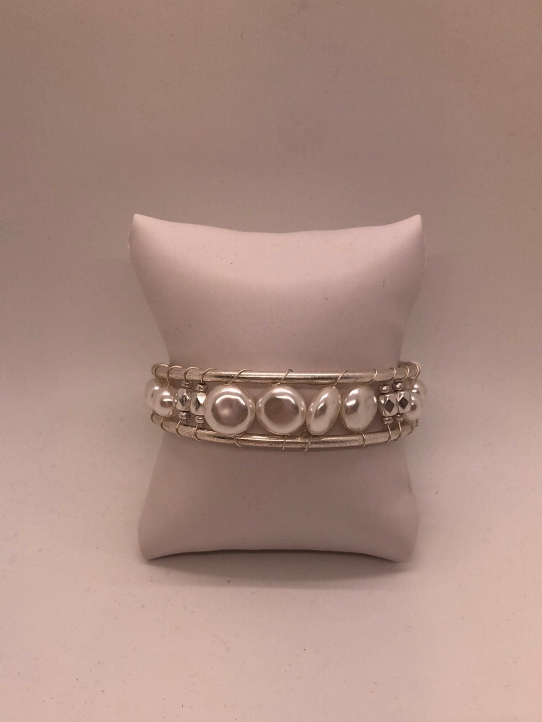 Silver Pearl Cuff Bracelet