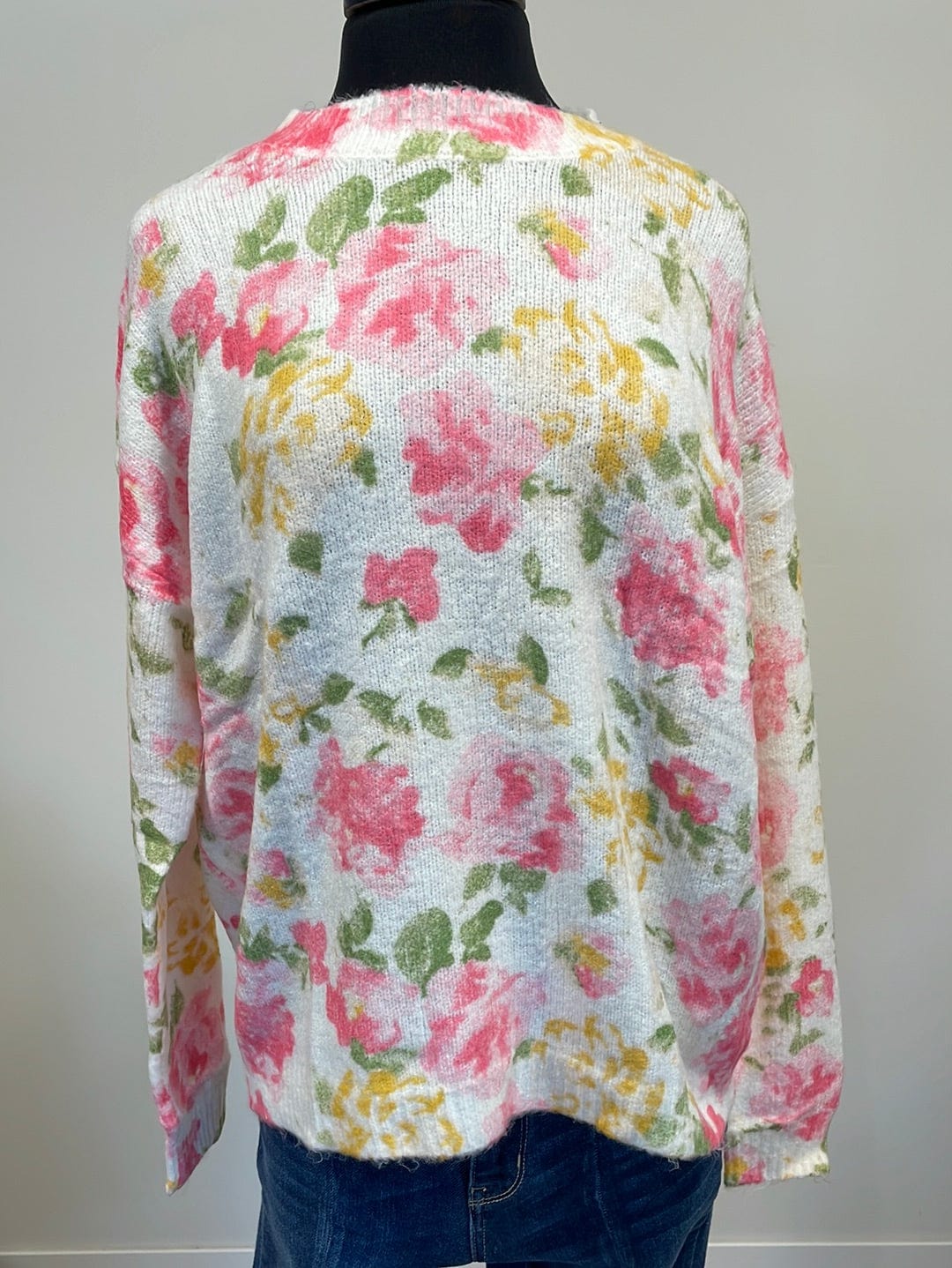 Pink Floral Pullover Sweater