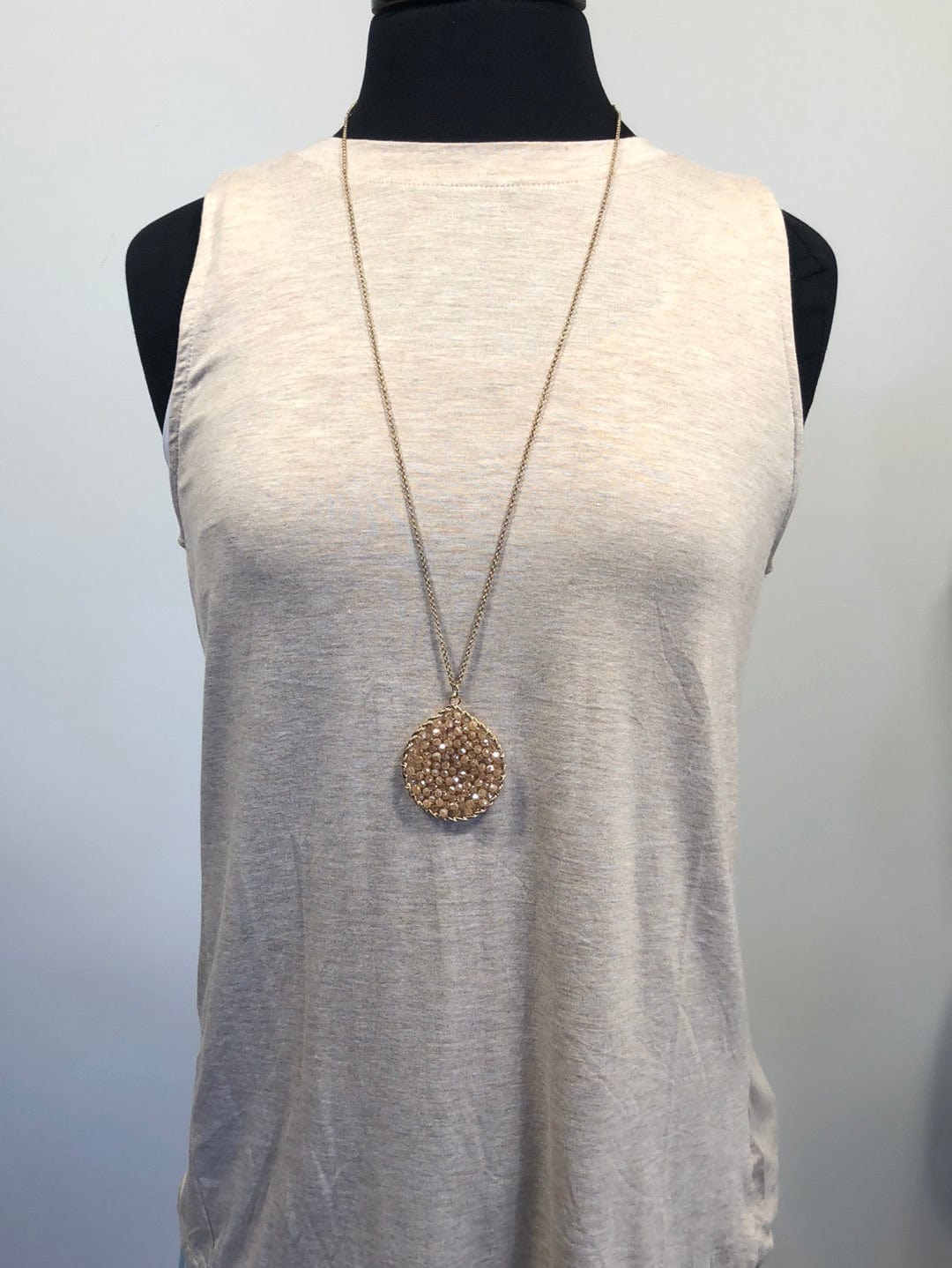 Peach Beaded Pendant Necklace
