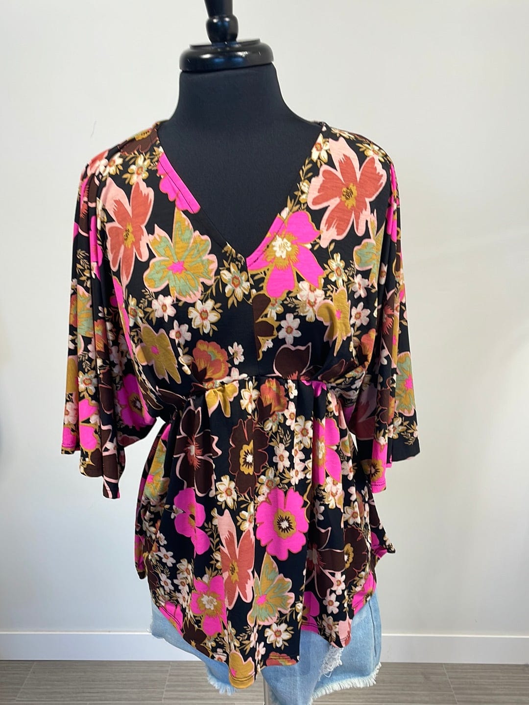 Retro Hot Pink Floral Dreamer Top