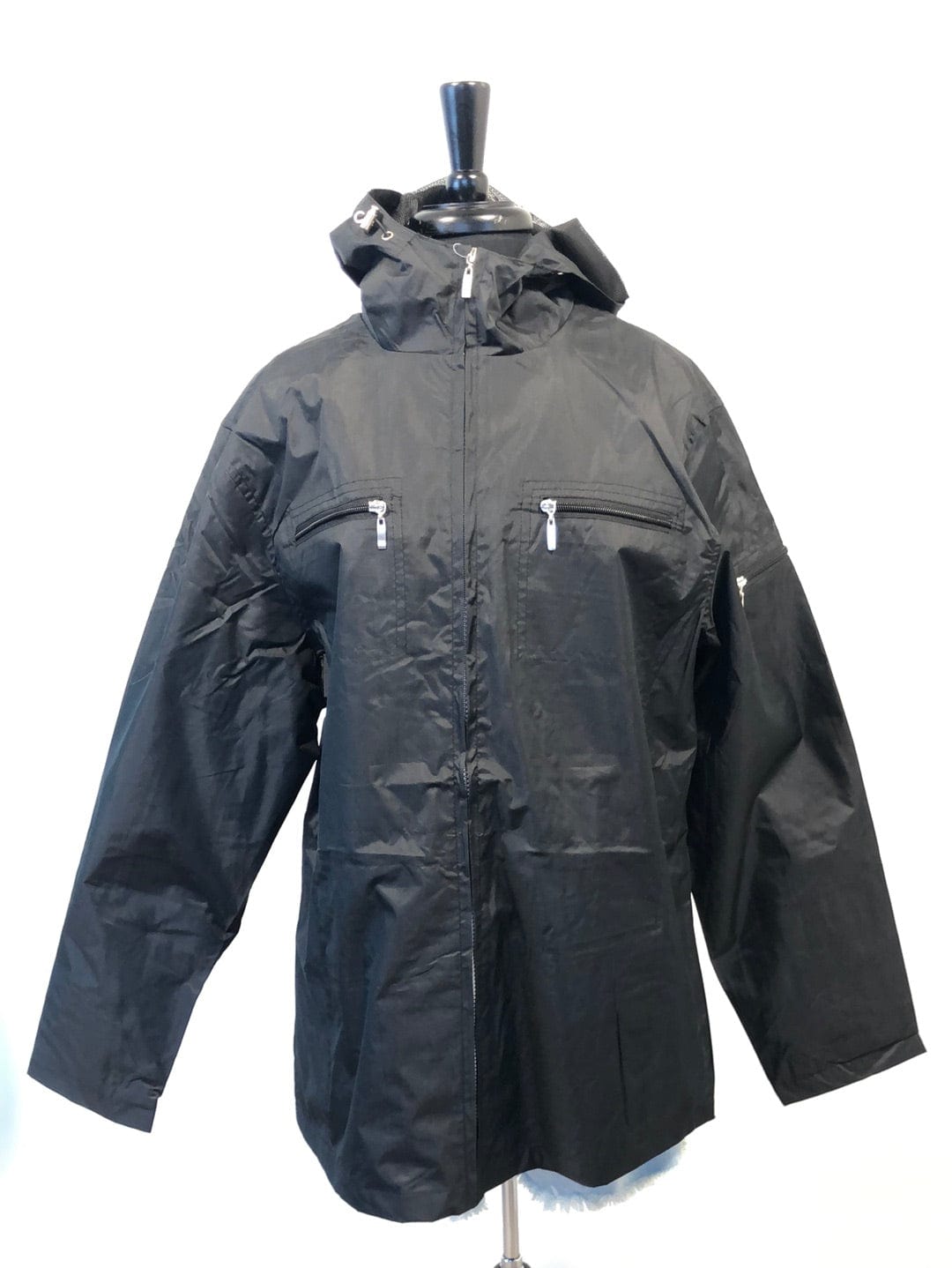Black Hooded Rain Jacket