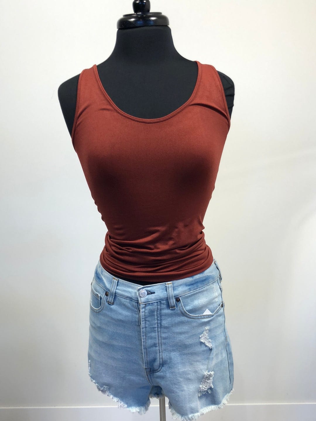 Dark Rust Scoop Neck Seamless Tank