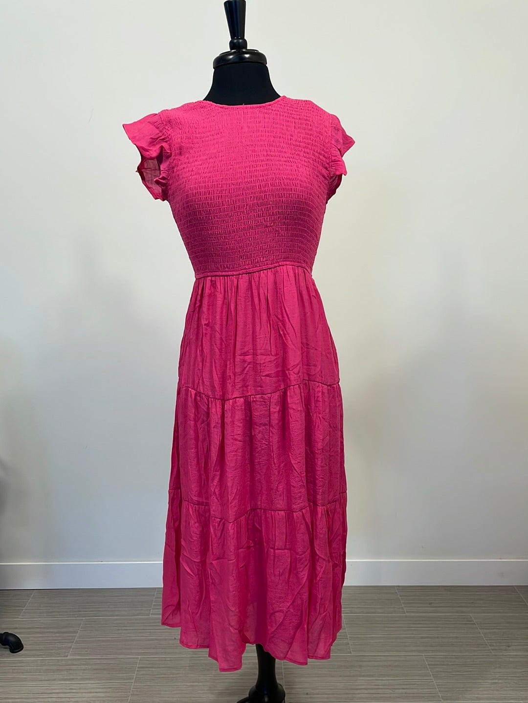 Fuchsia Smocked Tiered Dress