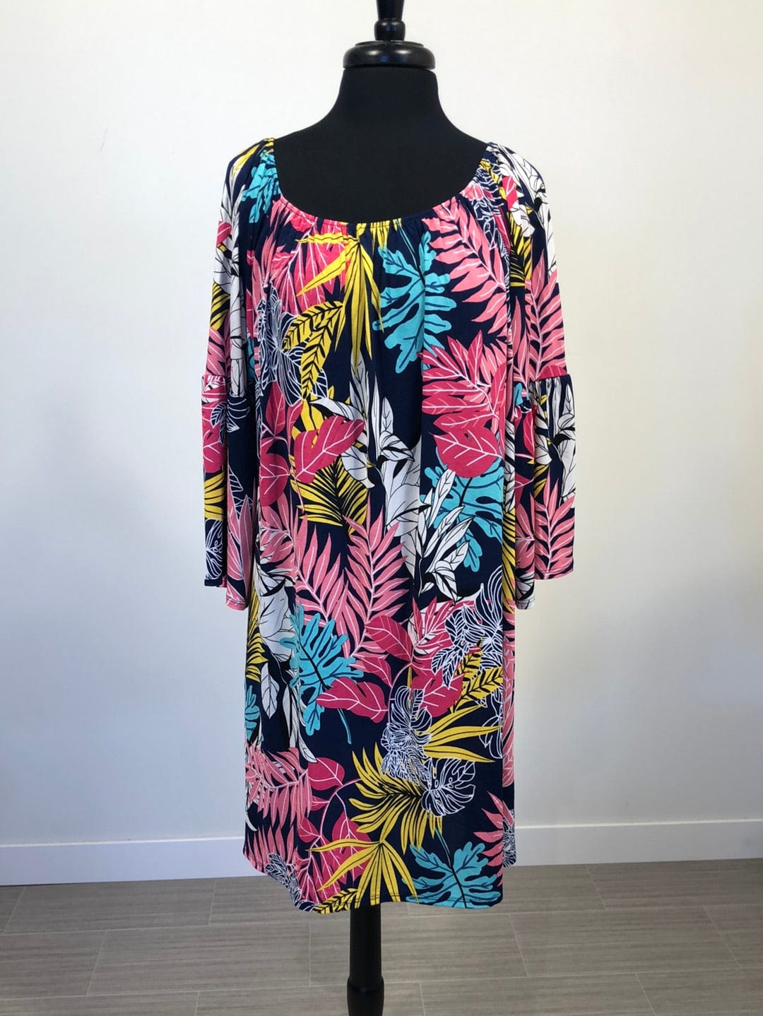Brightly Palm Scoop Neck Dress