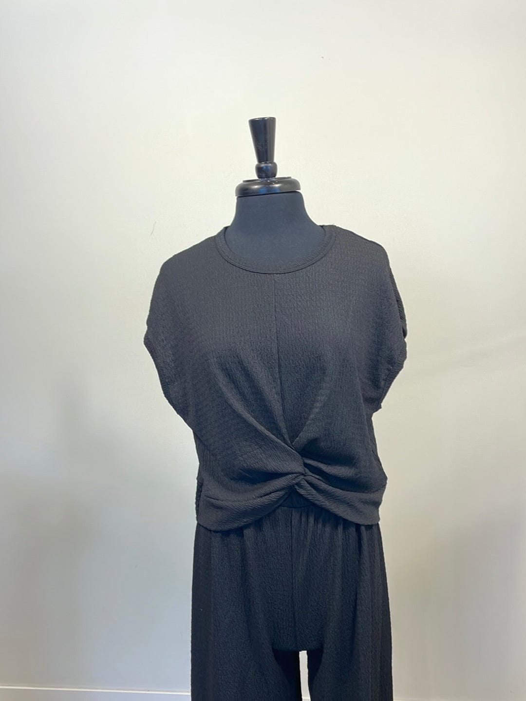 Black Textured Twist Top