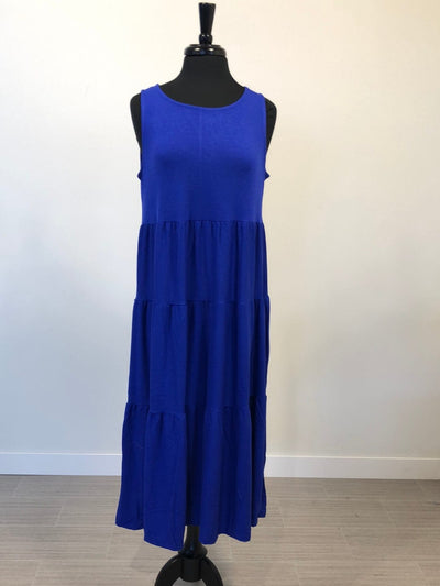 Bright Blue Tiered Midi Dress