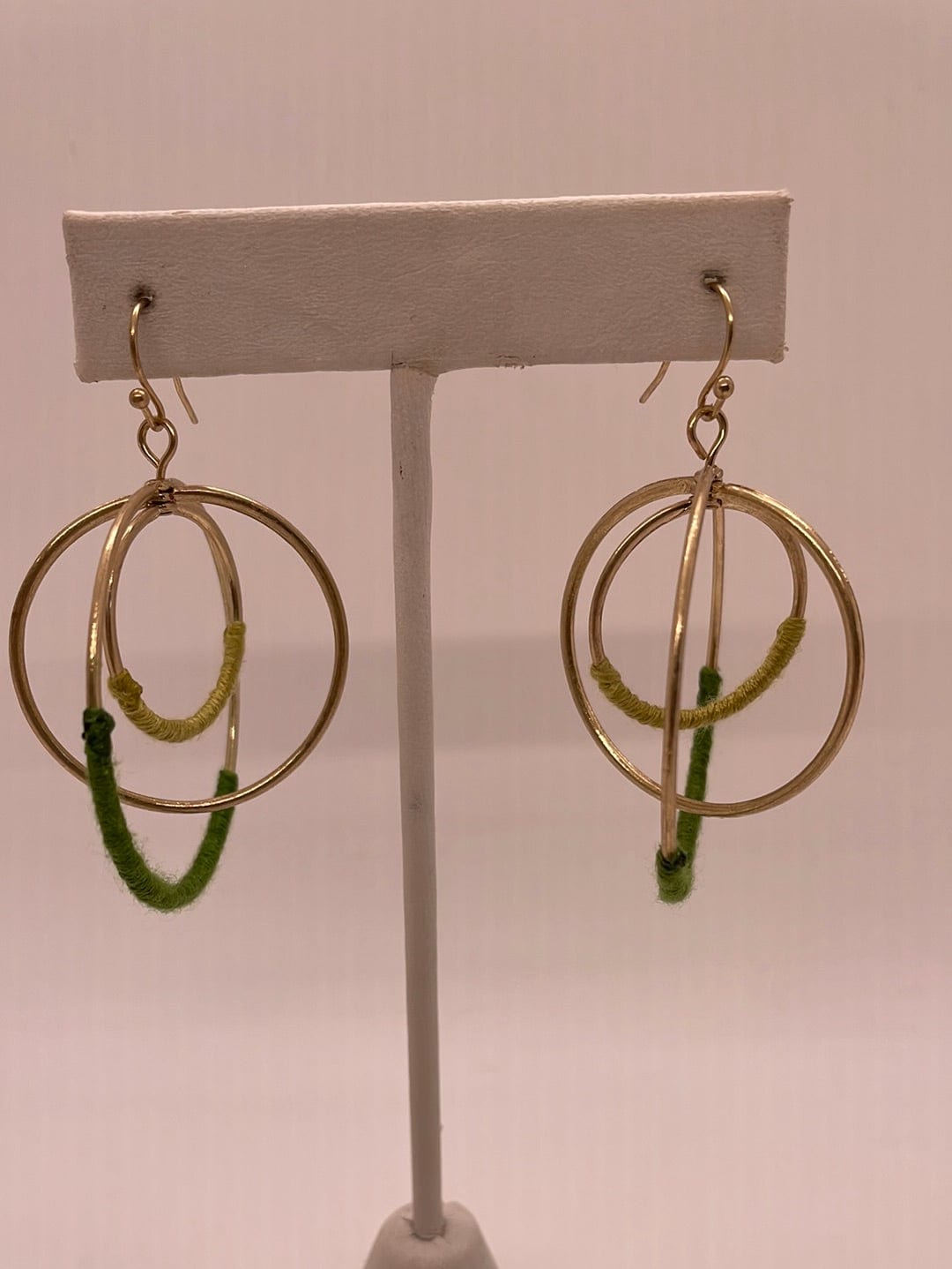 Green Threaded Circle Earring