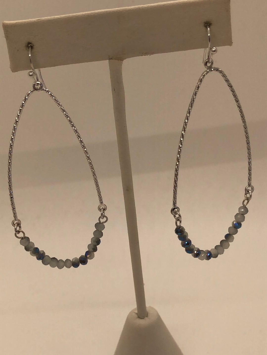 Silver Beaded Teardrop Earrings