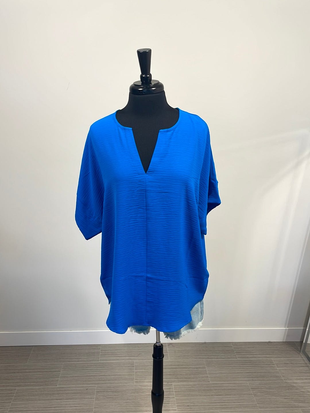 Ocean Blue Breezy V-Neck Blouse