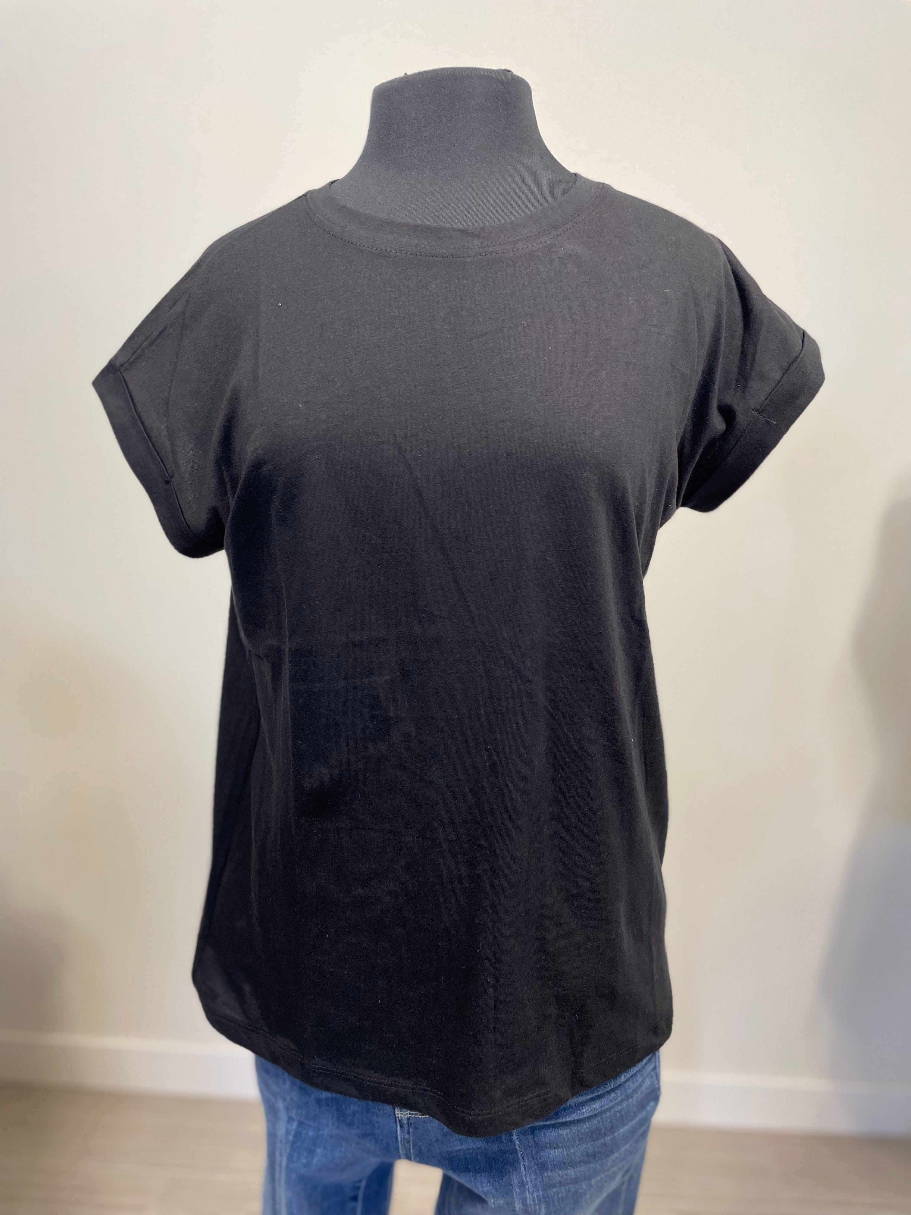 Black Cotton Crew Neck T-Shirt