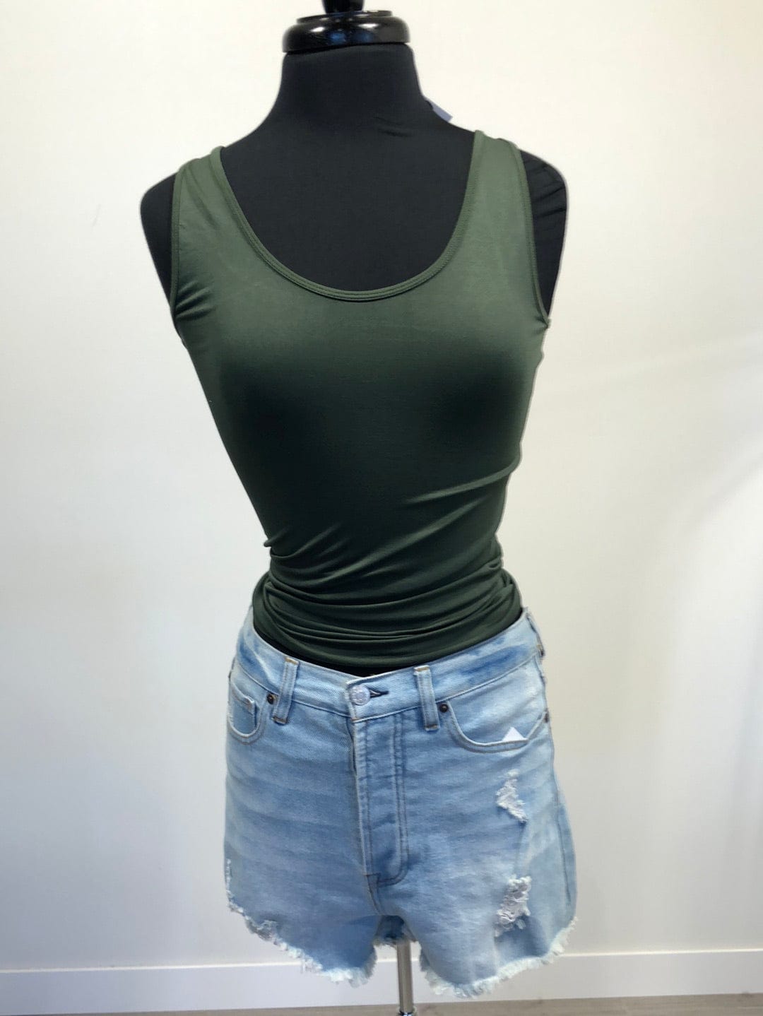 Army Green Scoopneck Seamless Tank